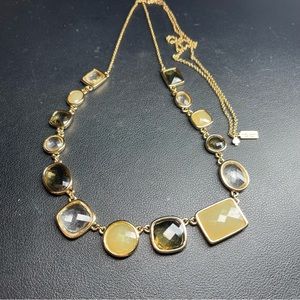 Kate Spade New York Faceted Multi Stone Statement Necklace Gold Tone 32"